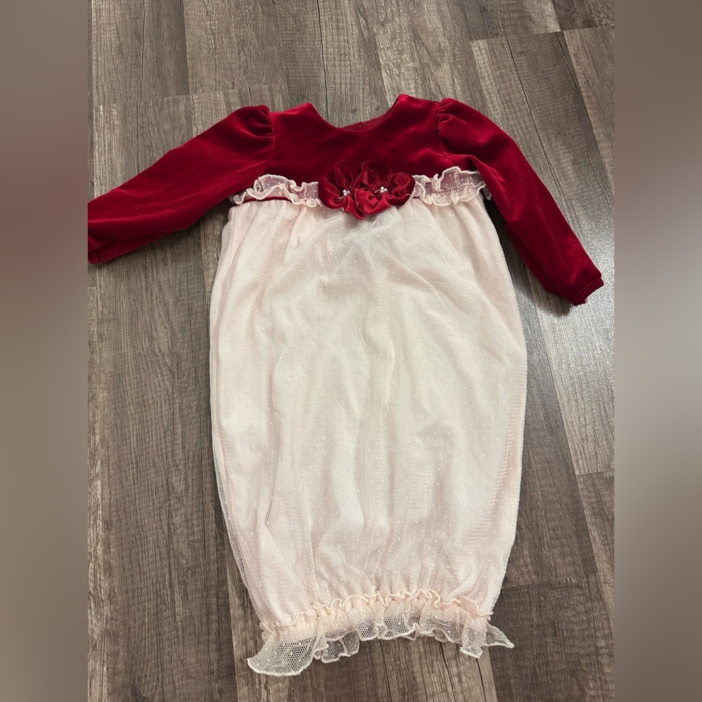 Isobella & Chloe Red Velvet Baby gown